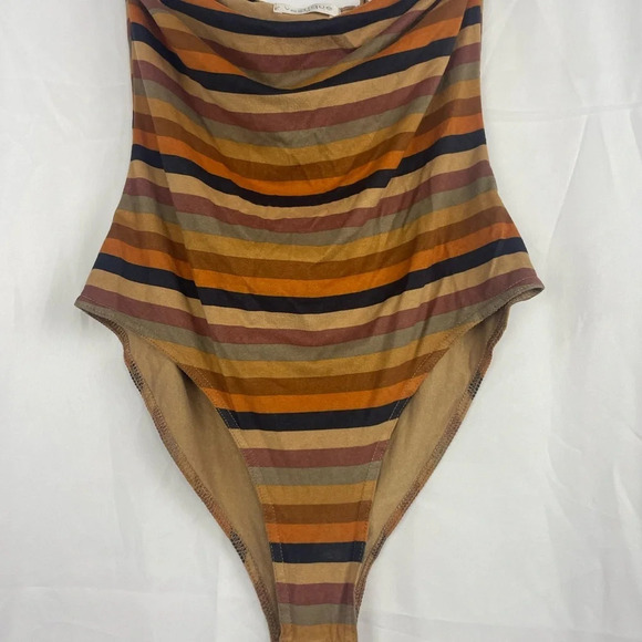 Vestique womens Tube Multicolor Striped bodysuit Size M - Picture 2 of 7